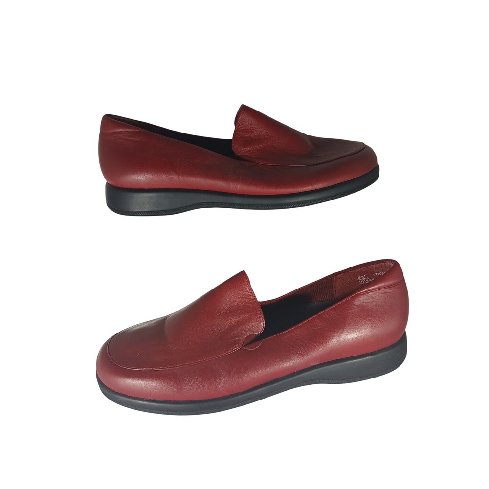 Comfort 2000 Mona‎ Loafers 8M Red Leather Slip On Comfort Shoes 1760513